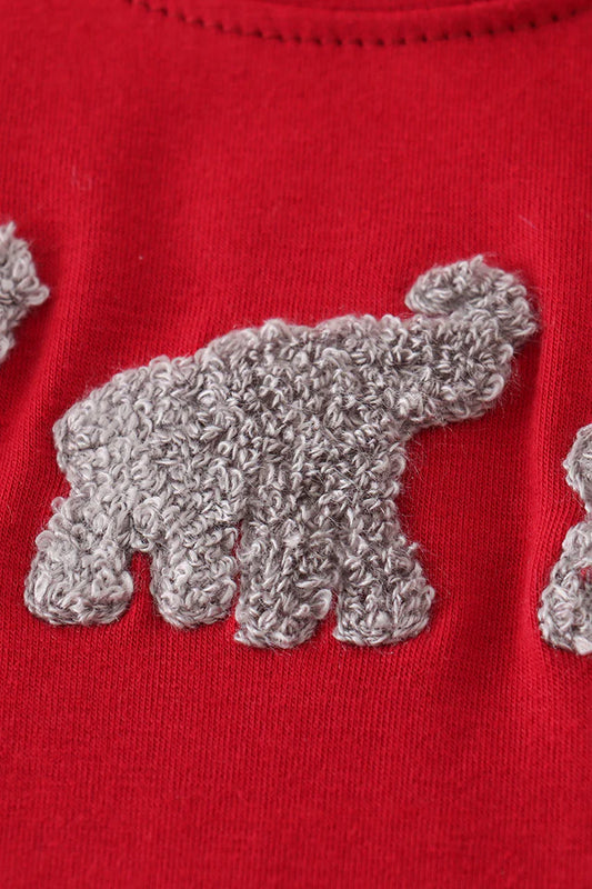 Red Elephant French Knot Top