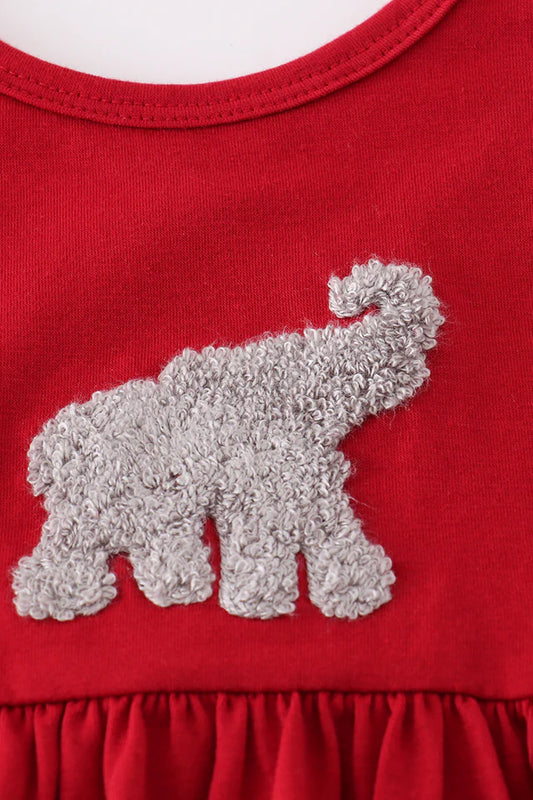 Red Elephant French Knot Girls Short Set