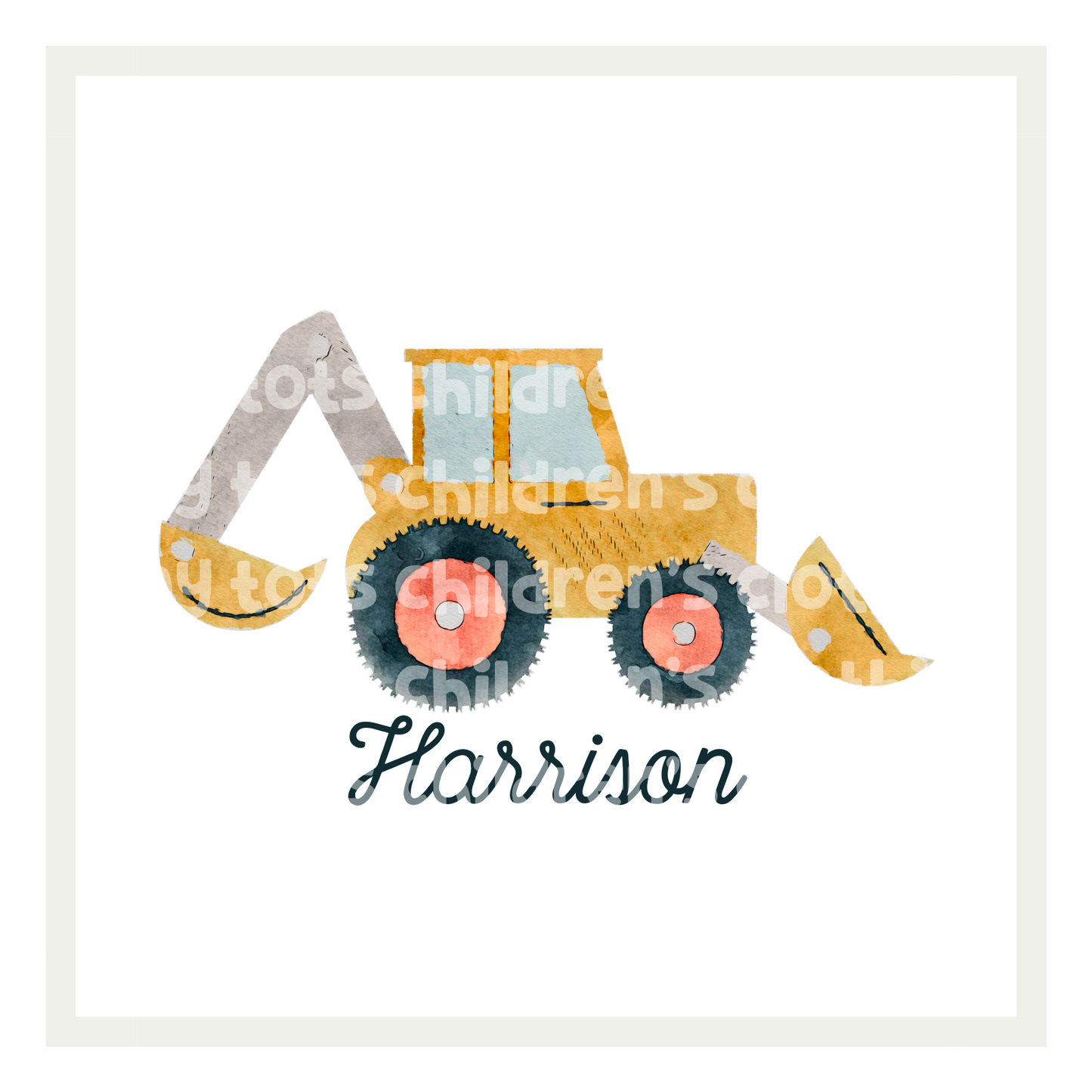 Watercolor Backhoe