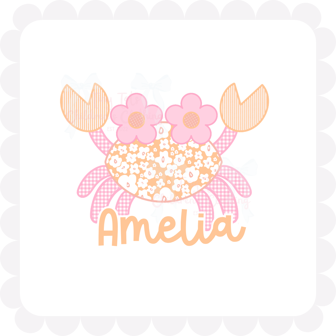 Orange + Pink Floral Crab