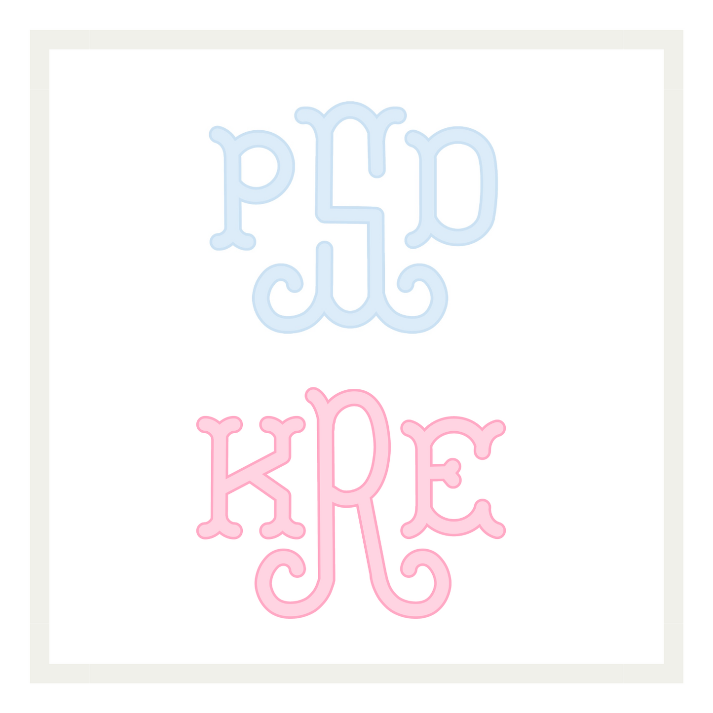 Arabesque Monogram (pink or blue)