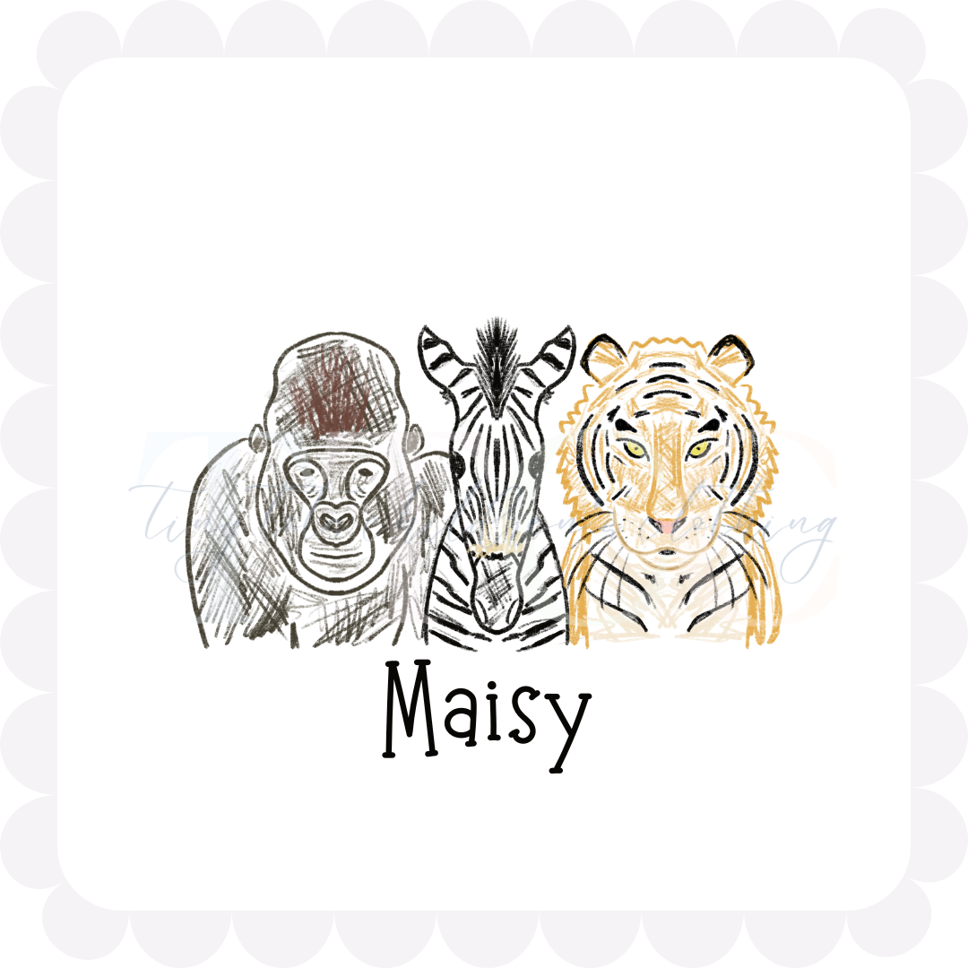 Gorilla, Zebra, & Tiger