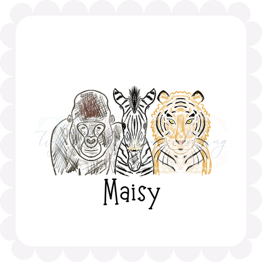 Gorilla, Zebra, & Tiger