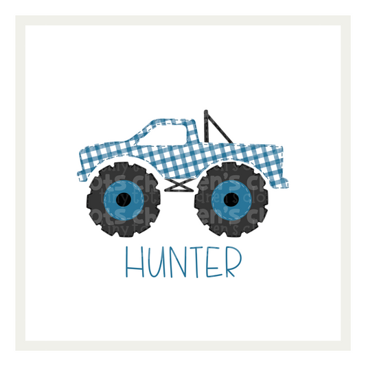 Blue Plaid Monster Truck