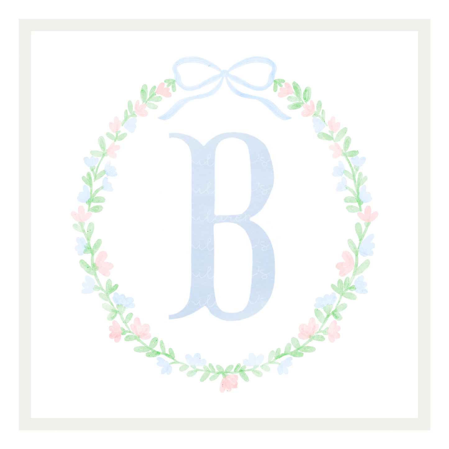 Watercolor Blue Monogram