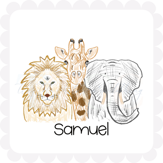 Lion, Giraffe, & Elephant