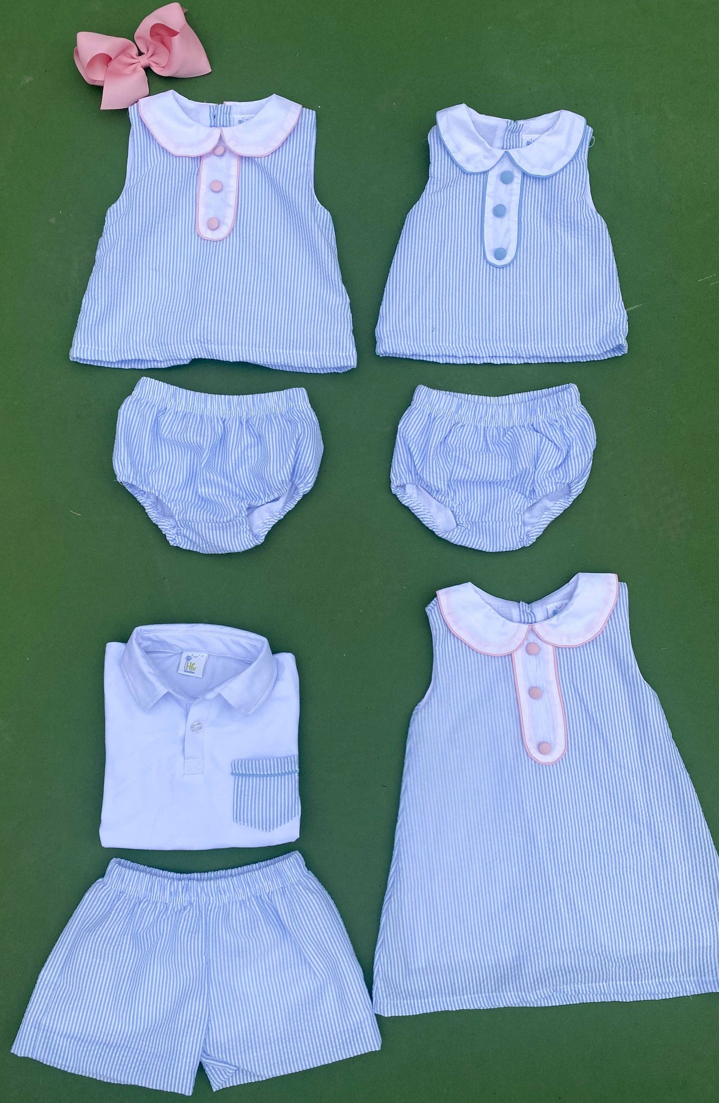Seersucker Blue Bloomer Set