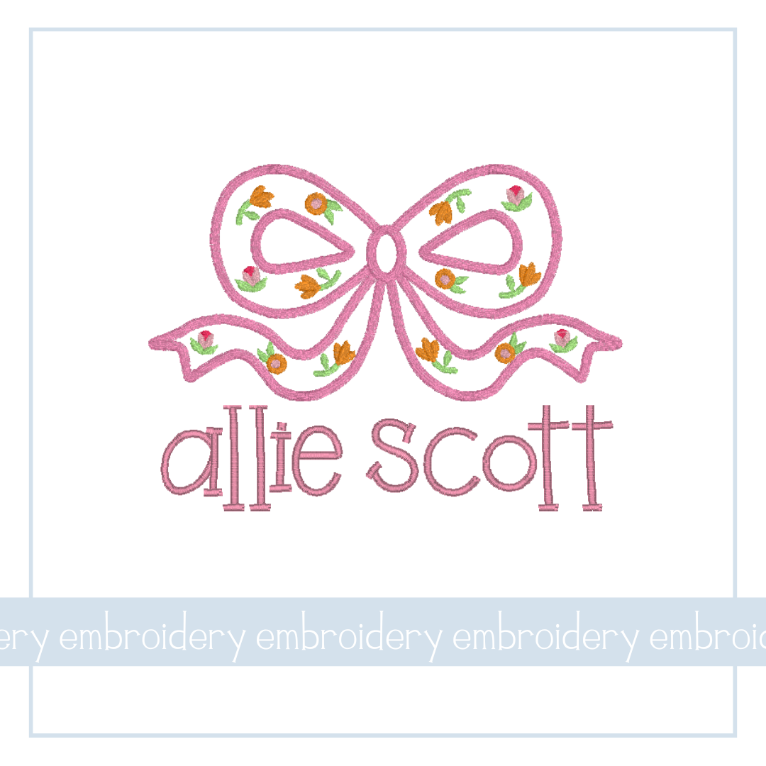 Flower Lined Bow- EMB