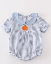 Blue Gingham Pumpkin - Boys Bubble