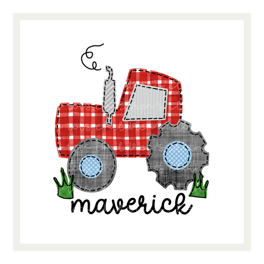 Red Gingham Tractor