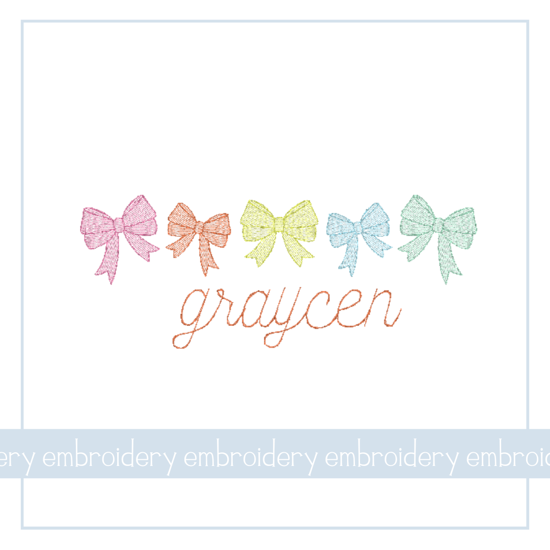 Sketch Fill Rainbow Bows- EMB