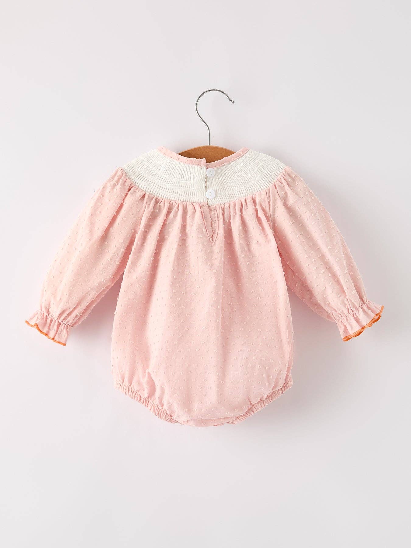 Turkey Pumpkin Smock Embroidery Baby Girl Bubble