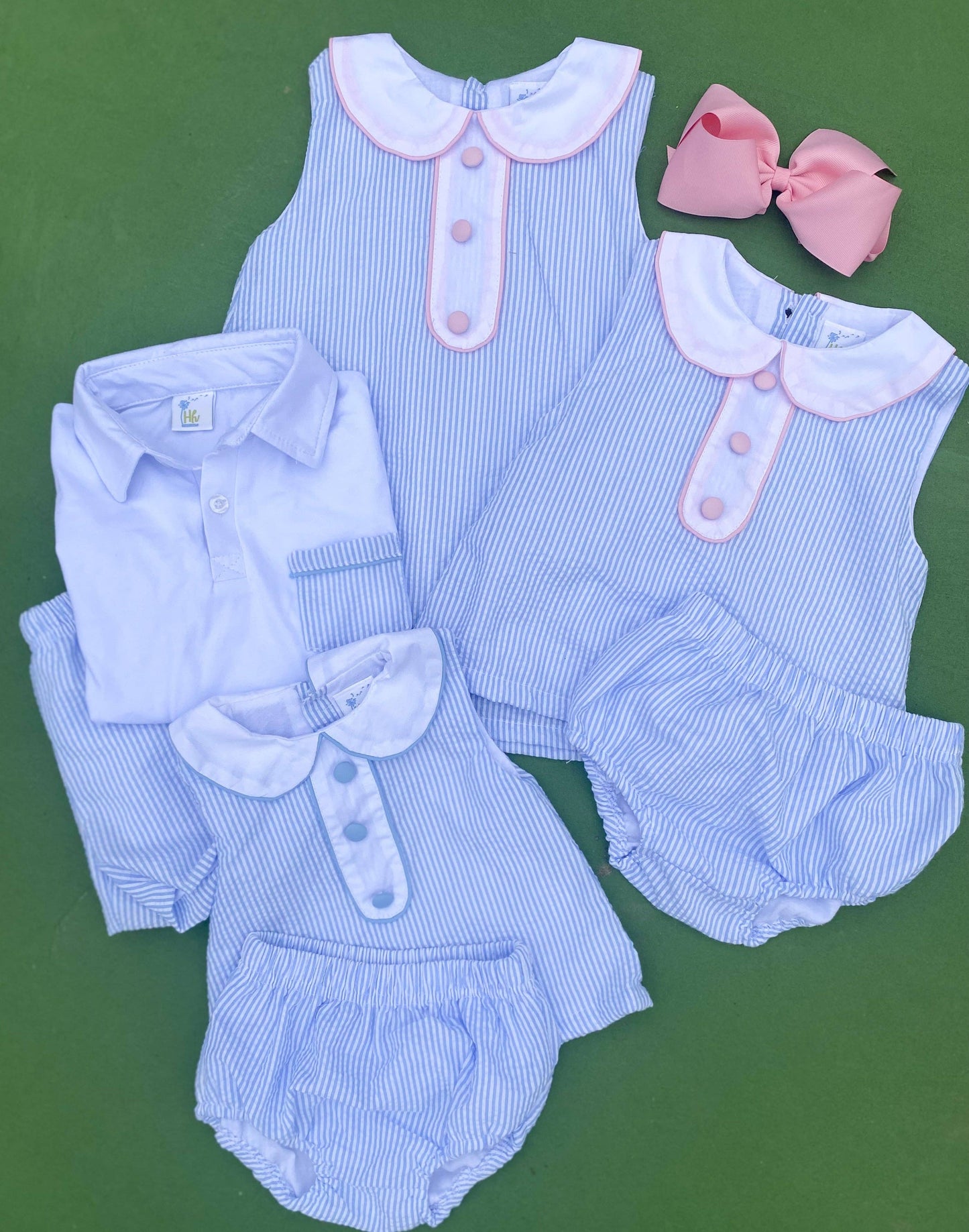 Seersucker Blue Bloomer Set