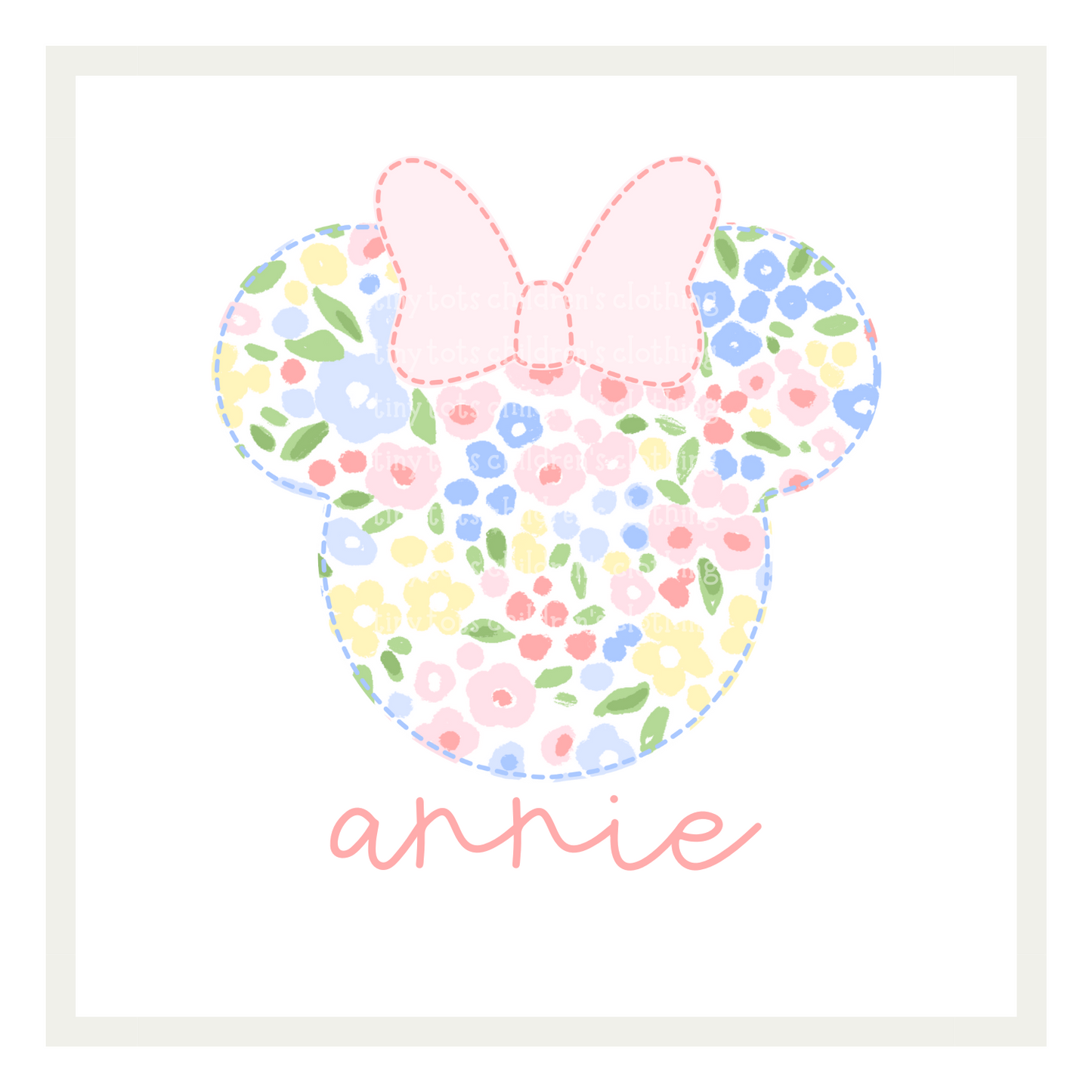 Floral Mouse Head Faux Applique