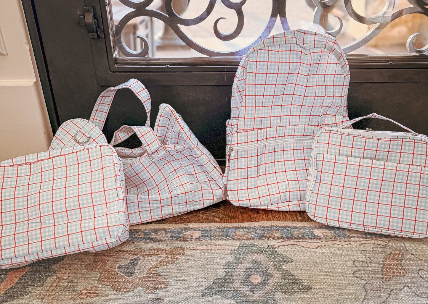 Red/Blue Plaid Travel Bags