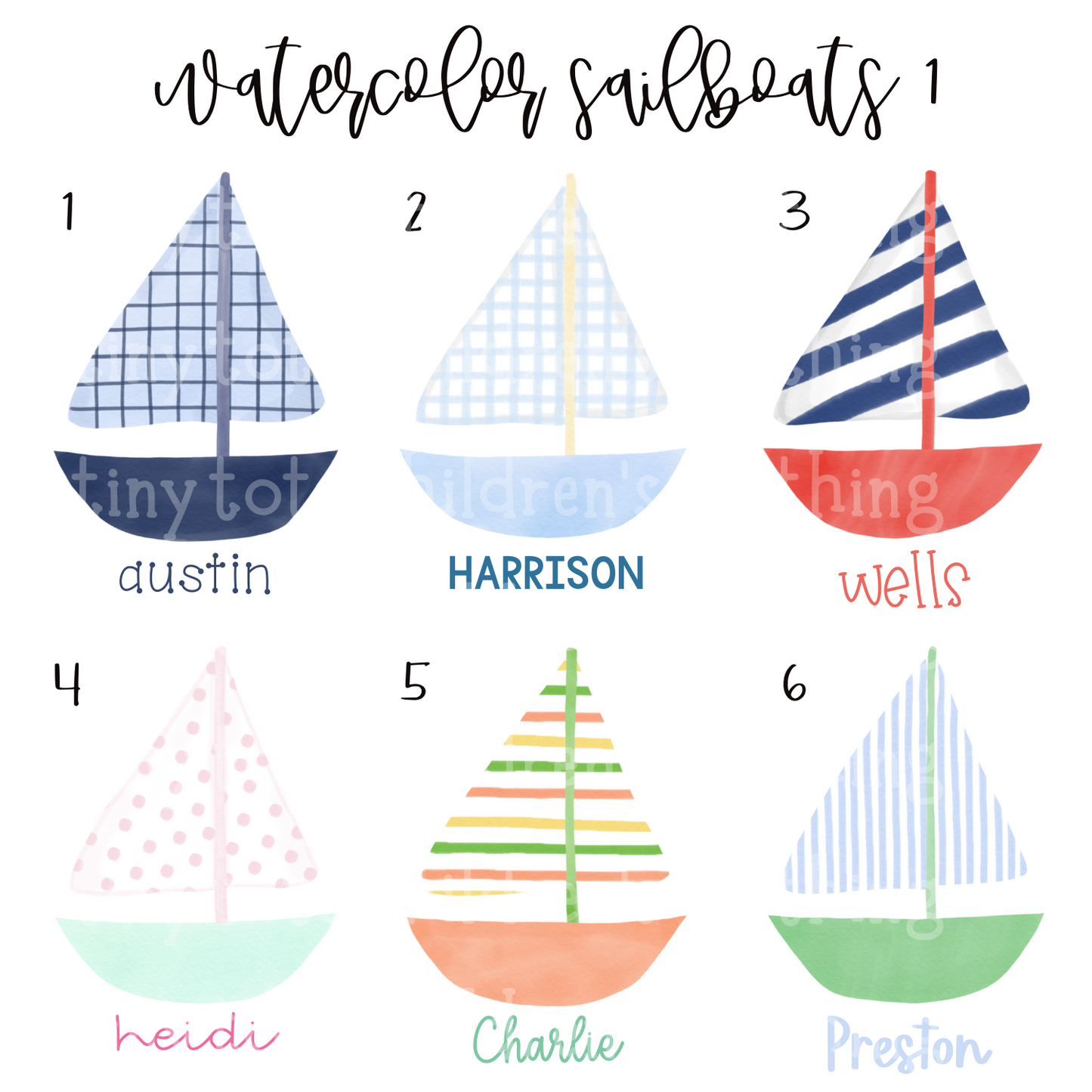 Summer Watercolor Sailboat Options