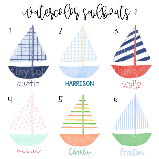 Summer Watercolor Sailboat Options
