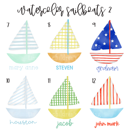 Summer Watercolor Sailboat Options