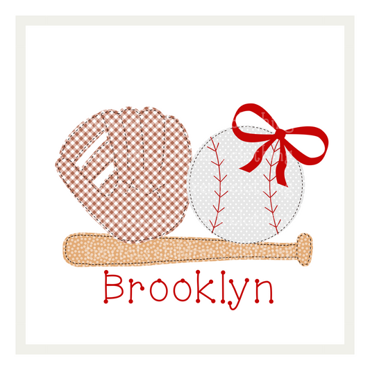 Faux Appliqué Baseball Set (Options)