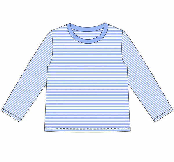 Knit Stripe Long Sleeve Light Blue Tee 2t