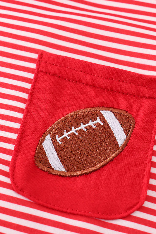 Red Stripe Football Pocket Tee