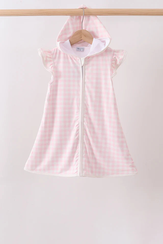 Pink & White Hooded Coverup