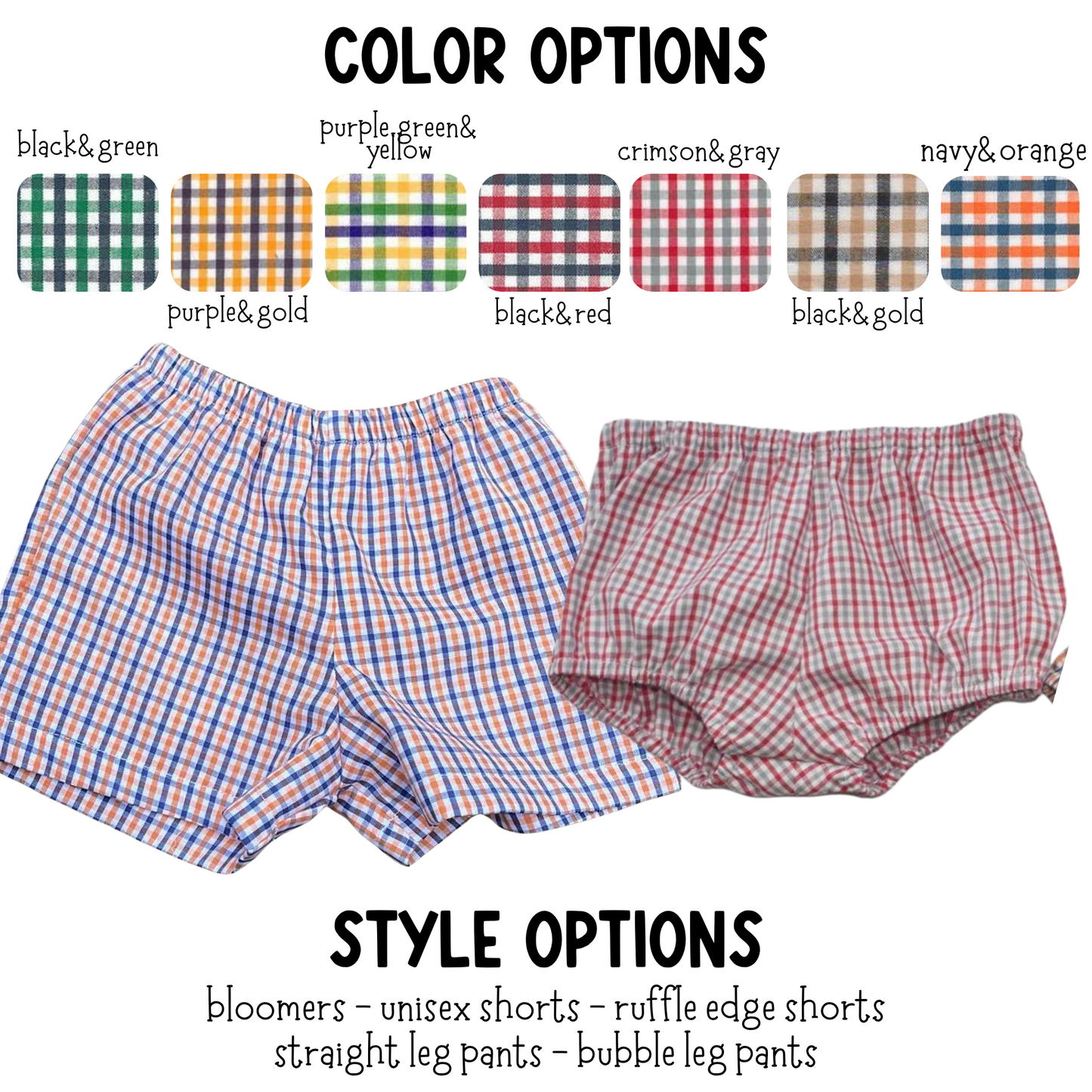 Gingham Gameday Bottoms *PREORDER*