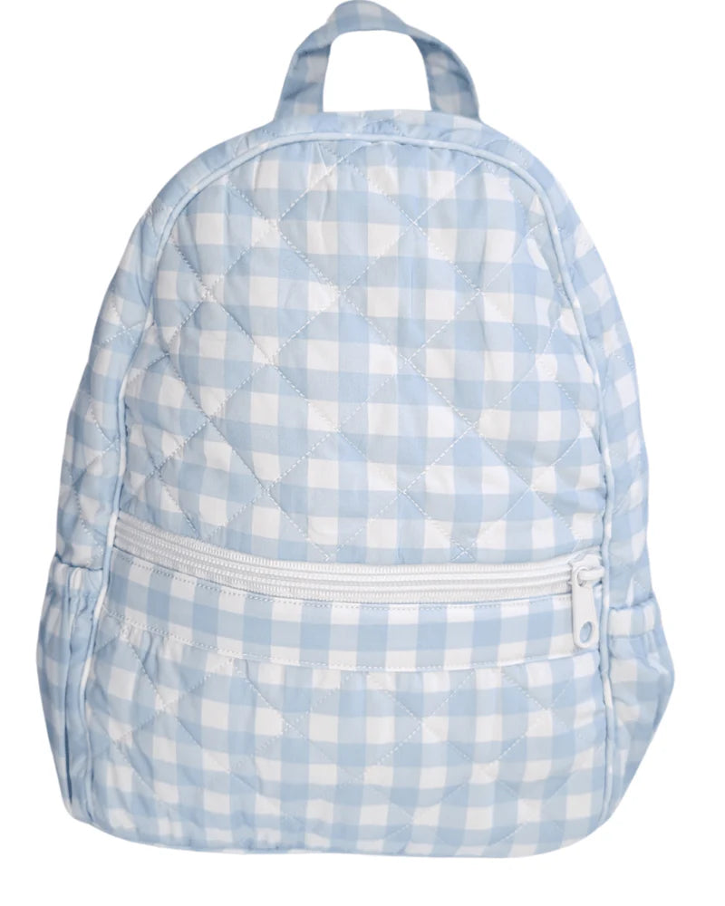 Blue Gingham Quilted Backpack