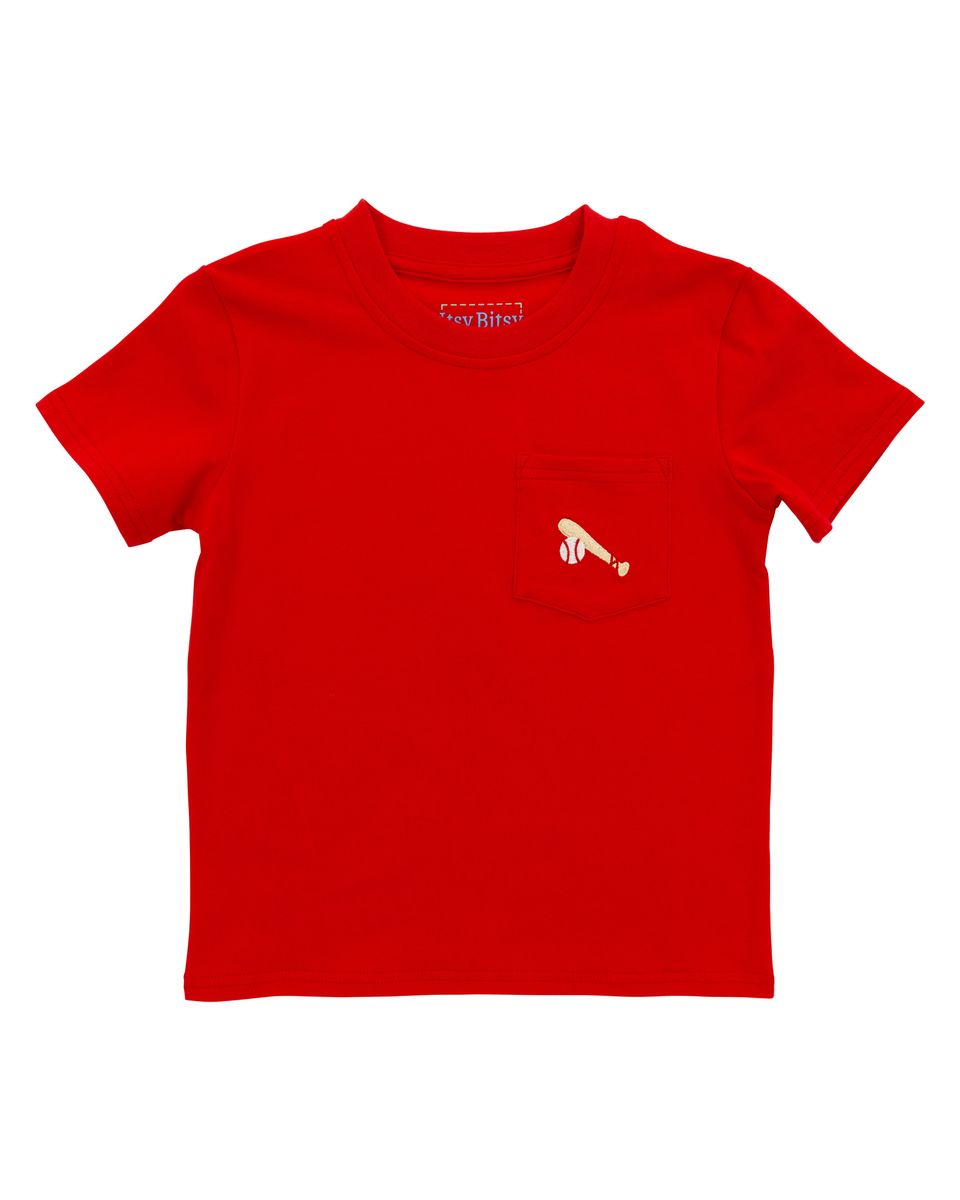 Short Sleeve Embroidered Pocket Tee - Baseball