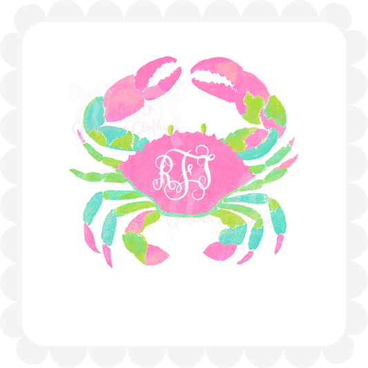 Bright Watercolor Crabby Monogram