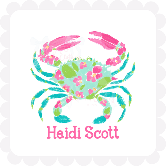 Floral Watercolor Crab