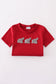 Red Elephant French Knot Top