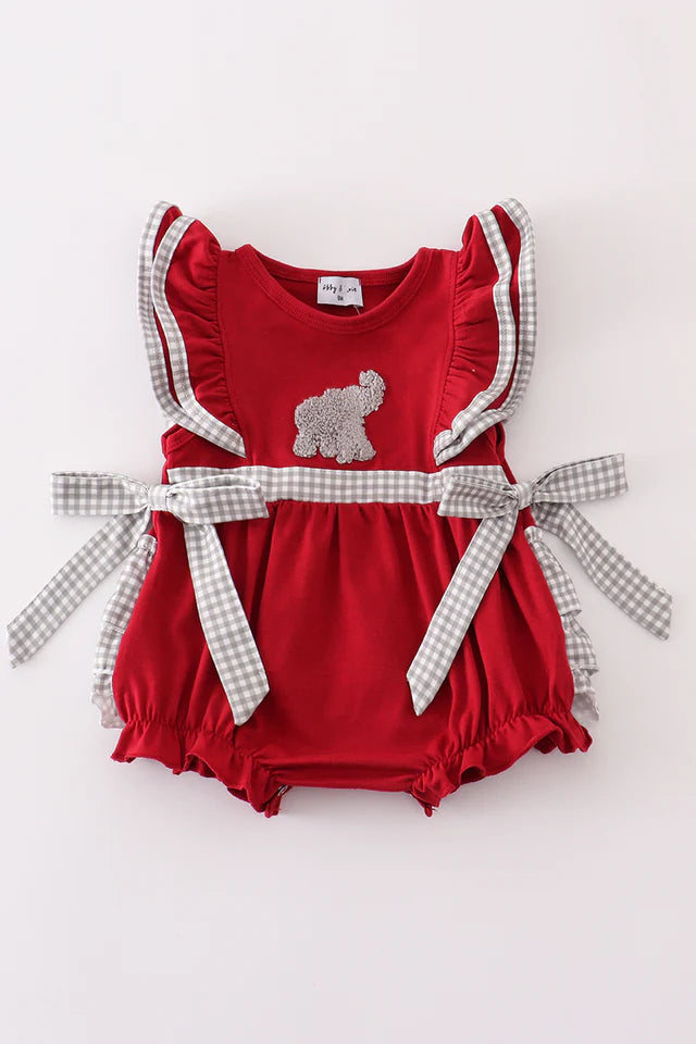 Red Elephant French Knot Baby Girl Bubble