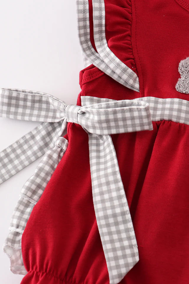 Red Elephant French Knot Baby Girl Bubble