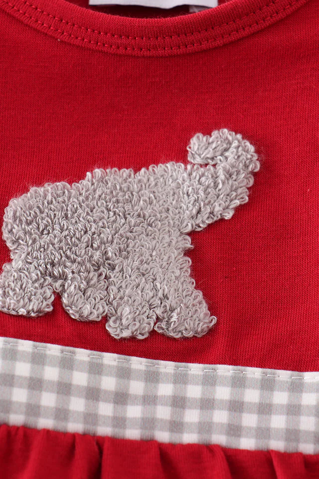 Red Elephant French Knot Baby Girl Bubble