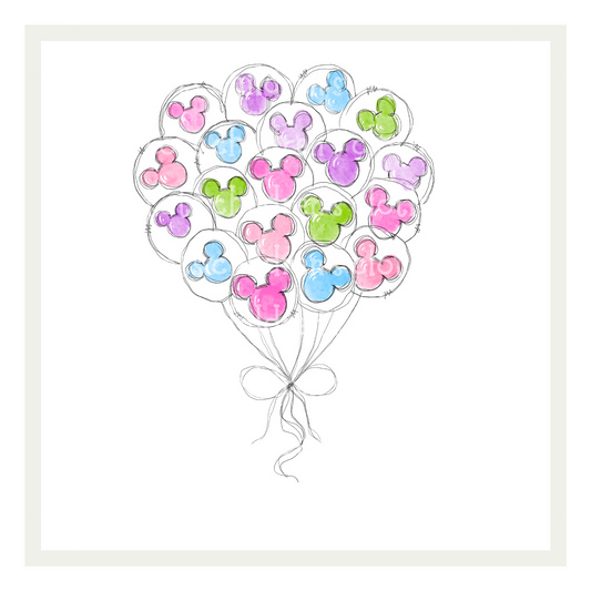Mouse Balloons Watercolor