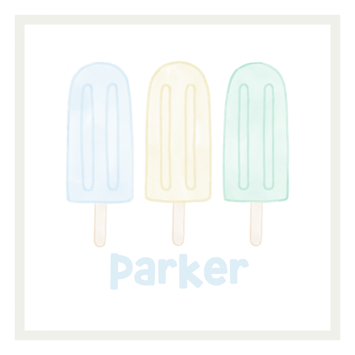 Pastel Watercolor Popsicles - Blue