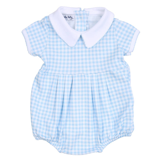 Mini Checks Collared S/S Bubble - Boy