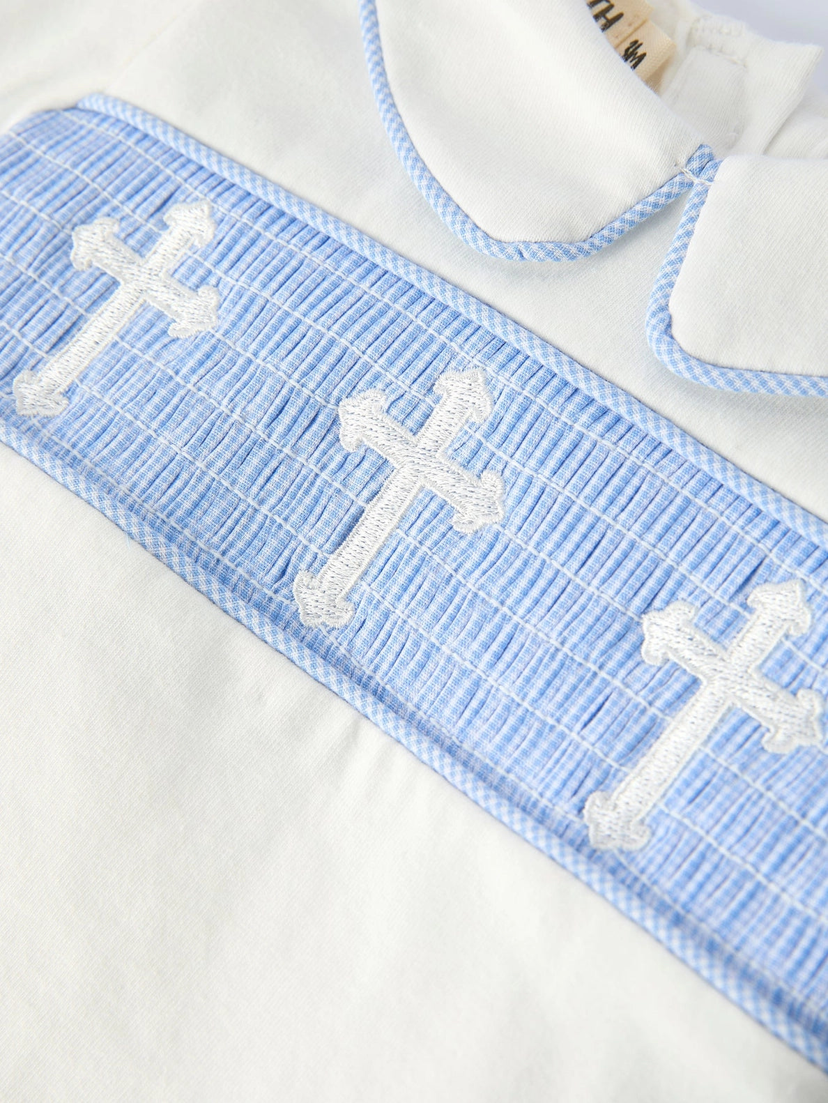 Blue Gingham & Crosses Diaper Set