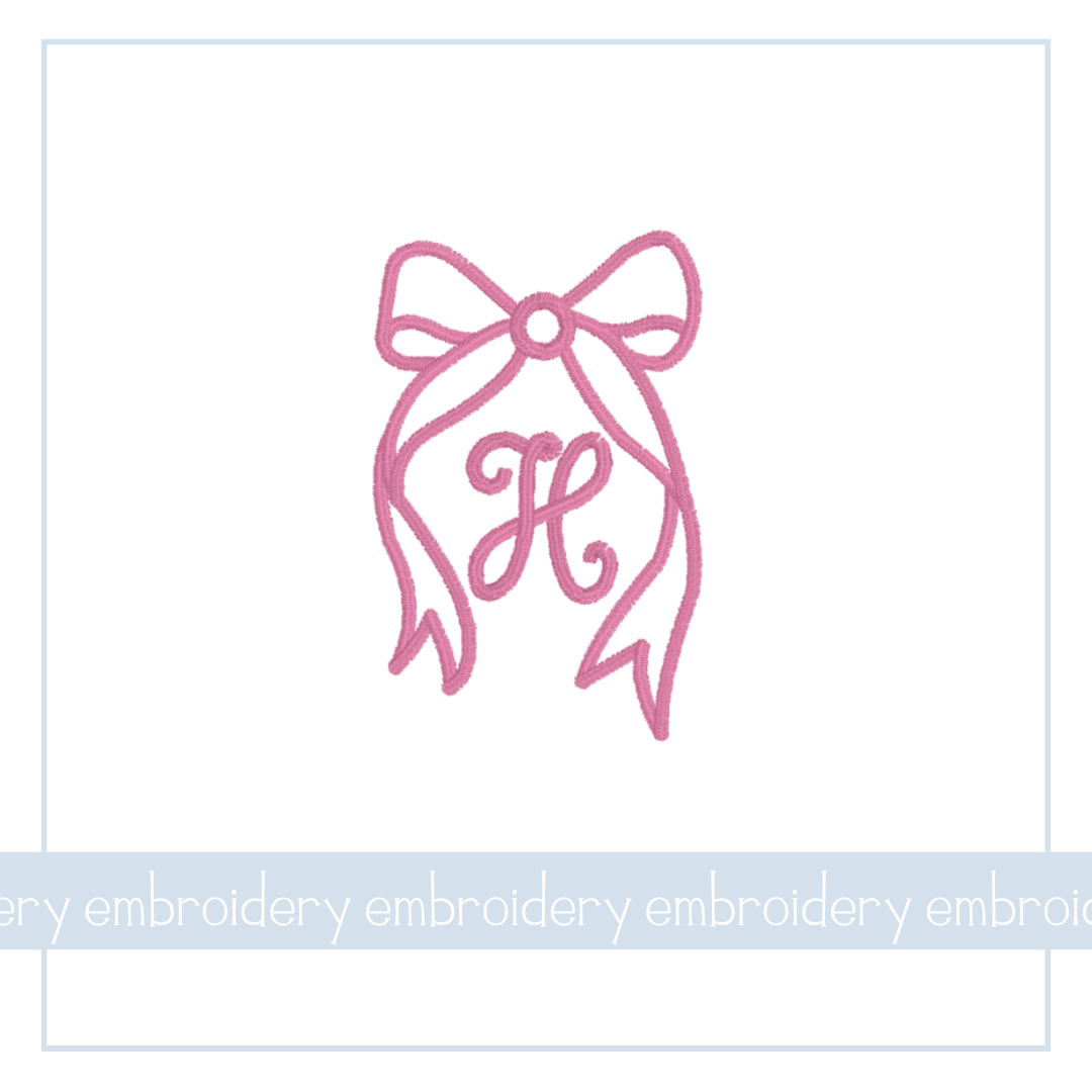 Outlined Bow With Monogram- EMB
