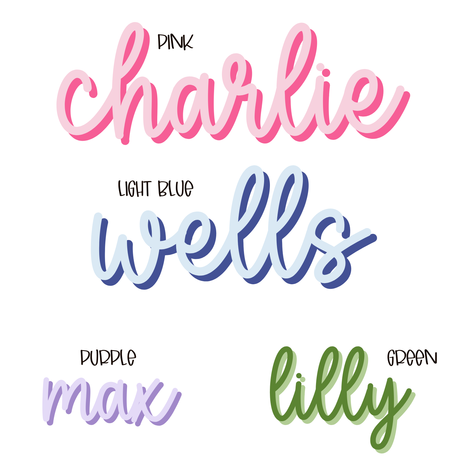 Name Designs: Shadow Script – Tiny Tots Childrens Clothing