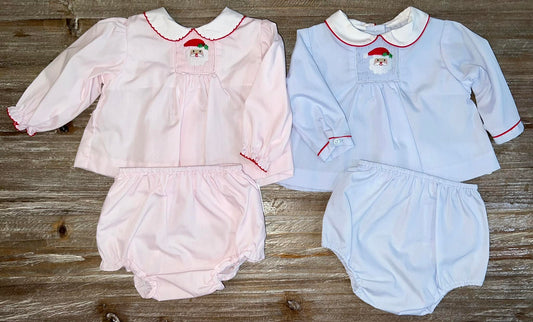 Santa Smocked Bloomer Set