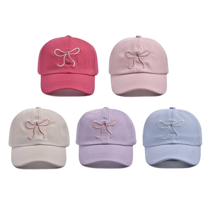 Girls Summer Bow Embroidered Outdoor Solid Baseball Cap