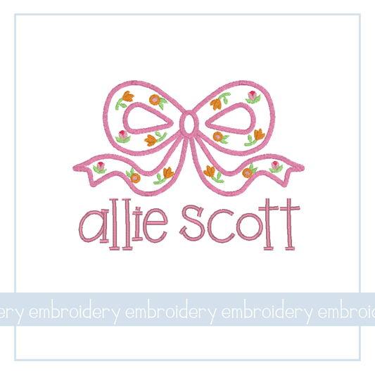 Flower Lined Bow- EMB
