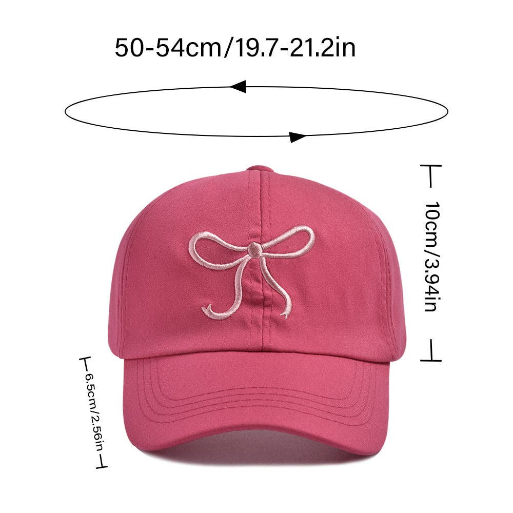Girls Summer Bow Embroidered Outdoor Solid Baseball Cap