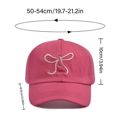 Girls Summer Bow Embroidered Outdoor Solid Baseball Cap