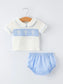 Blue Gingham & Crosses Diaper Set