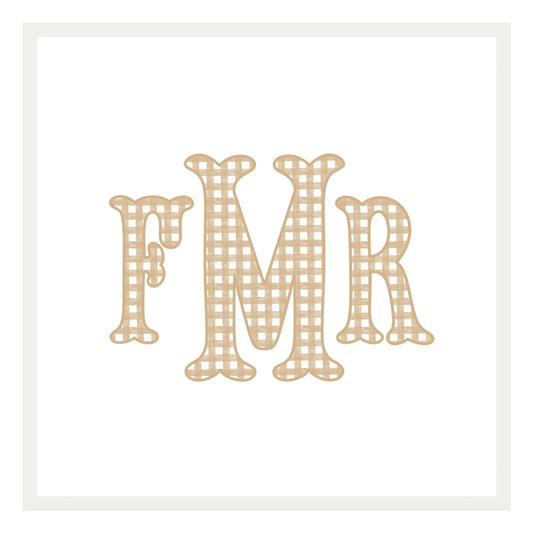 Taupe Gingham Fishtail Monogram
