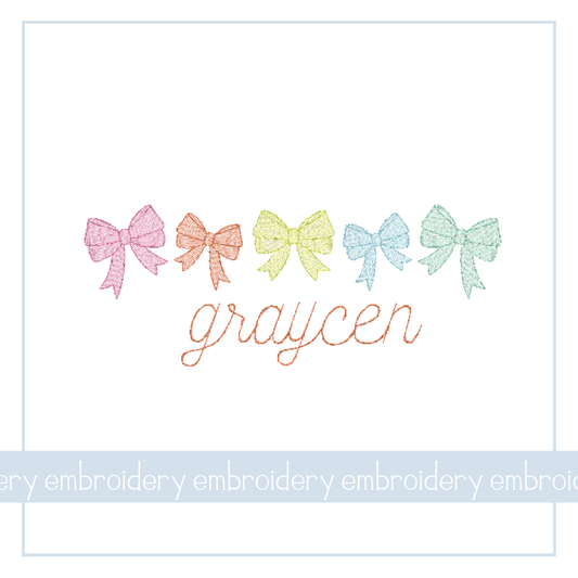 Sketch Fill Rainbow Bows- EMB
