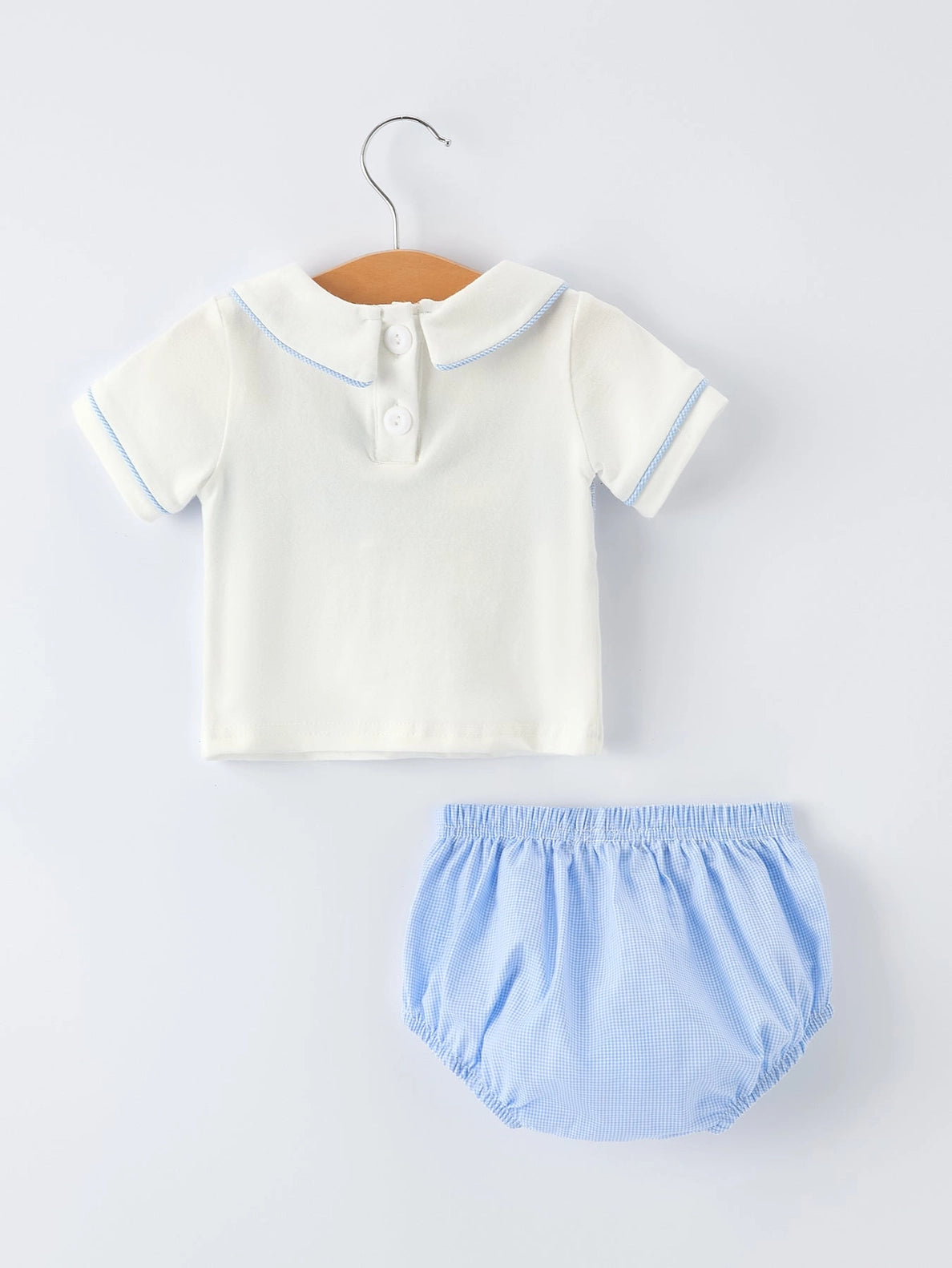 Blue Gingham & Crosses Diaper Set